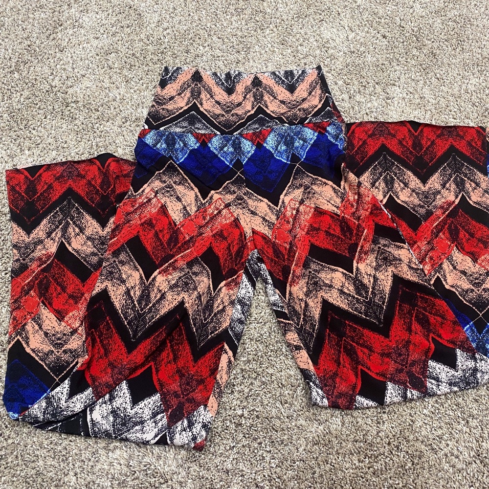 Women Ladies Small Stretch Pants Polyester Spandex Flare Leg Blue Red Pink Black